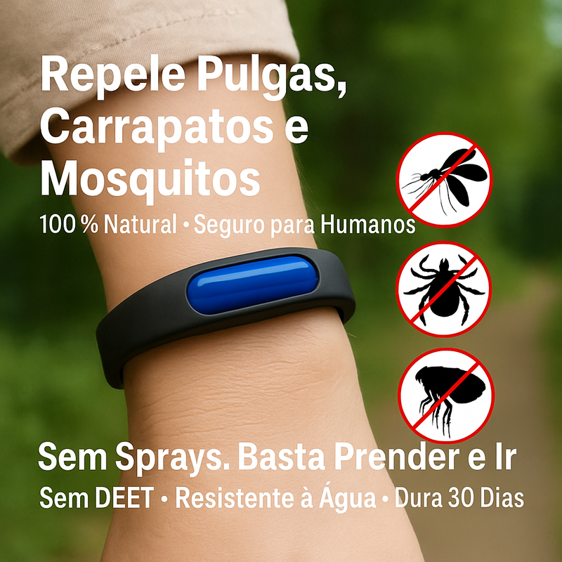 Repello - Pulseira Humana Antipulgas, Carrapatos e Mosquitos (Proteção Avançada)